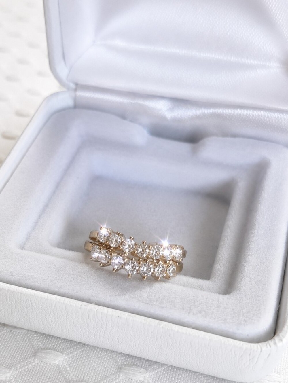 Gold and White Simulate Diamond Cluster Rings